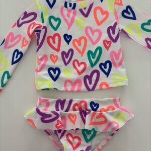 Baby girl 2 piece rash guard swim suit, sz. 12 months NWOT